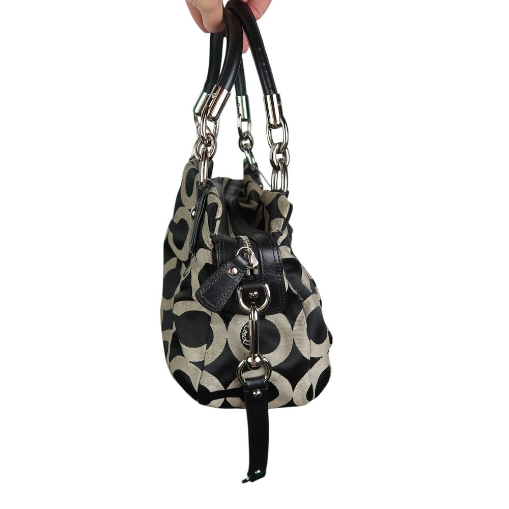 Coach Kristin Op Art Opa Signature Satchel Purse Black Monogram - Picture 2 of 9